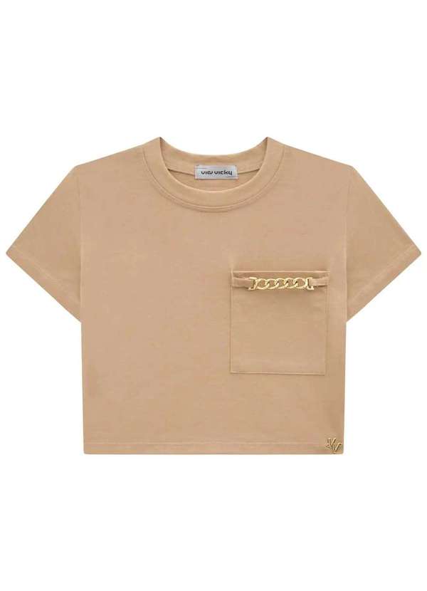 Vic&vicky - Camiseta Cropped Vic Vicky Menina Marrom