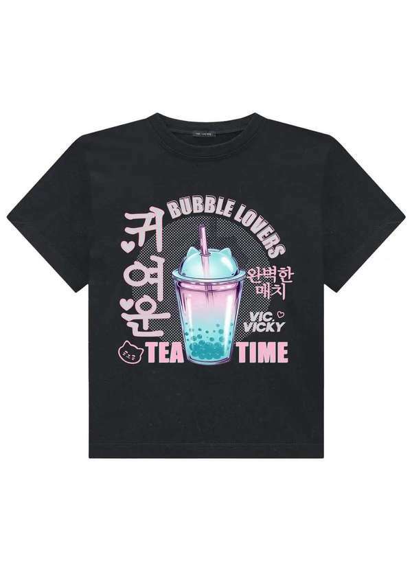 Vic&vicky - Camiseta Menina Juvenil Preto Vic Vicky Preto