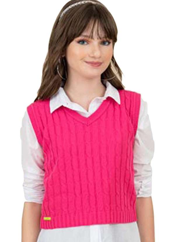 Collie - Colete Rosa Pink Canelado Infantil Collie Rosa