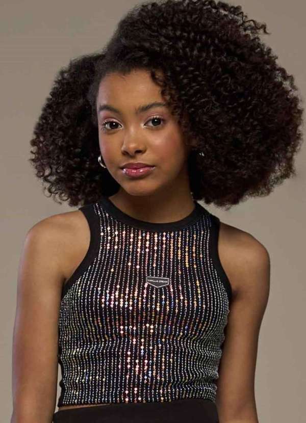 Vanilla Cream - Cropeed Menina Brilho Vanilla Cream Estampado