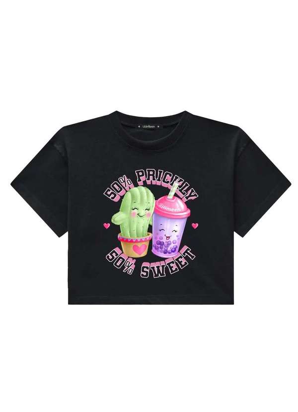 Lilimoon - Cropped Juvenil Menina Preto Lilimoon Preto