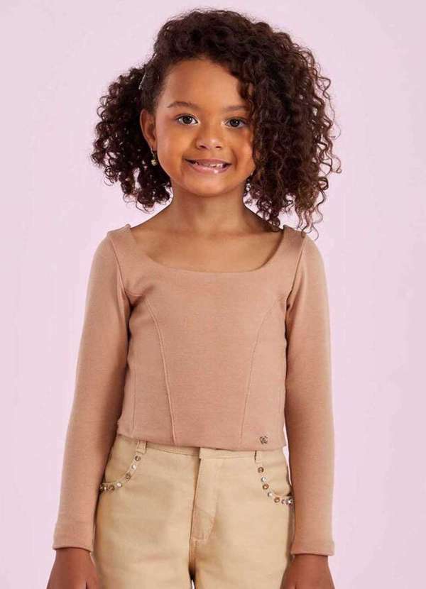 Petit Cherie - Cropped Marrom Menina Petit Cherie Marrom