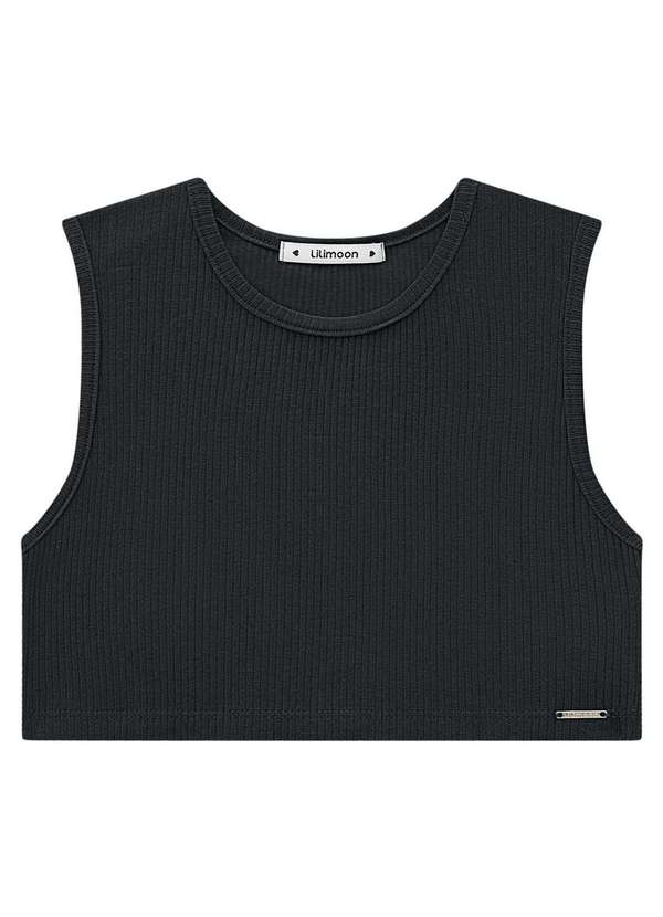 Lilimoon - Cropped Preto Canelado Infantil Lilimoon Preto