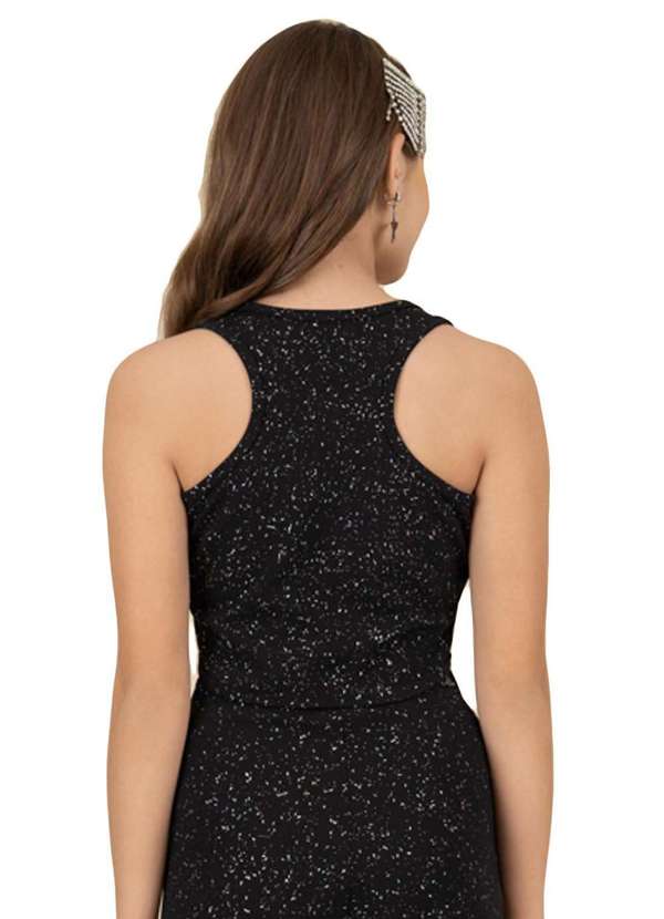 Collie - Cropped Preto Glitter Regata Infantil Collie Preto 2