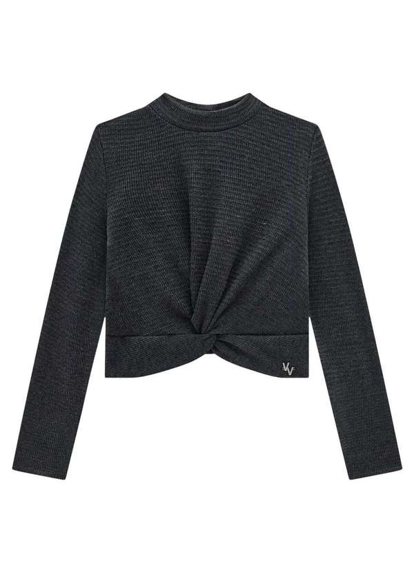 Vic&vicky - Cropped Preto Manga Longa Vic&Vicky Preto