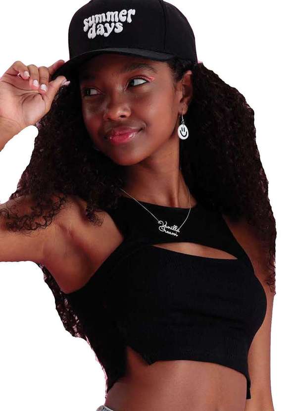 Vanilla Cream - Regata Cropped Preto Infantil Vanilla Cream Preto