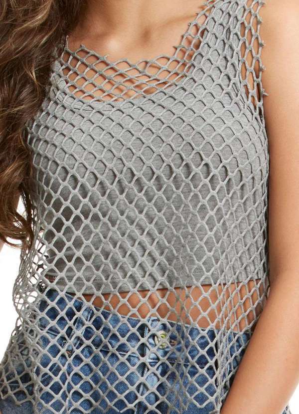 Poah Banana - Regata Cropped Tela Cinza Infantil Poah Noah Prata 2