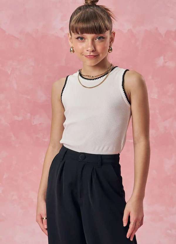 Vic&vicky - Regata Menina Canelada Menina Juvenil Vic Vicky Off White