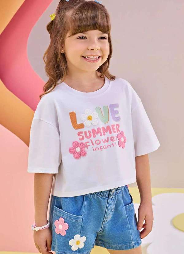 Infanti - T-Shirt Cropped Infantil Infanti Love Summer Estampado
