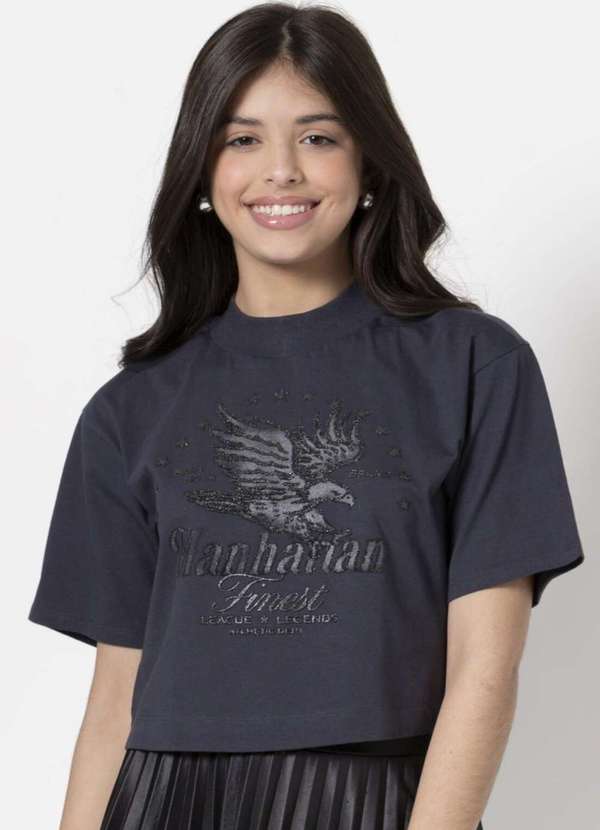 Poah Banana - T-Shirt Cropped Poah Noah Manhattan Cinza Cinza