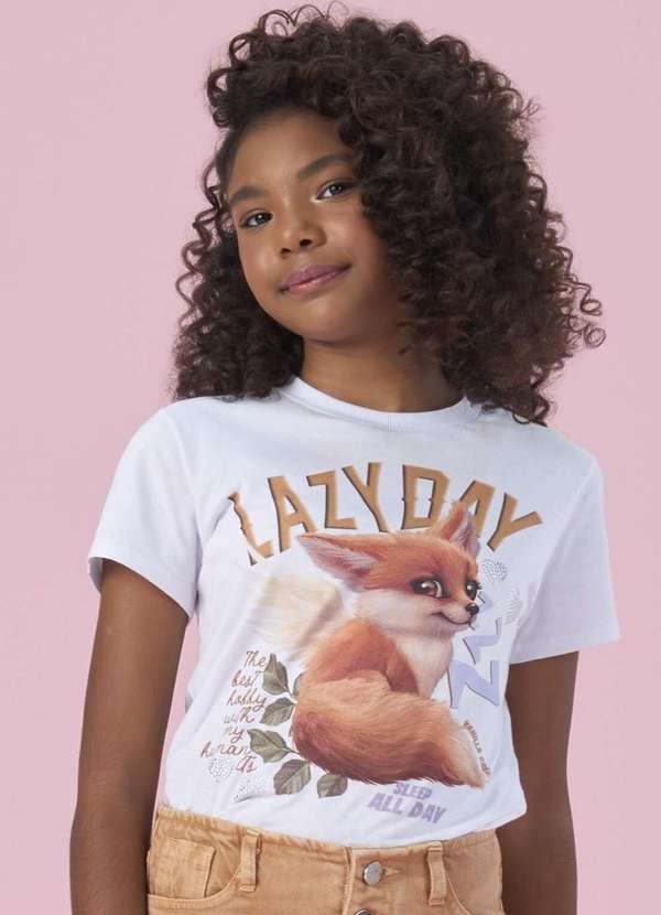Vanilla Cream - T-Shirt Menina Lazy Day Juvenil Vanilla Cream Estampado