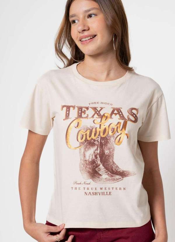 Poah Banana - Tee Shirt Slim Texas Manga Longa Poah Noah Estampado