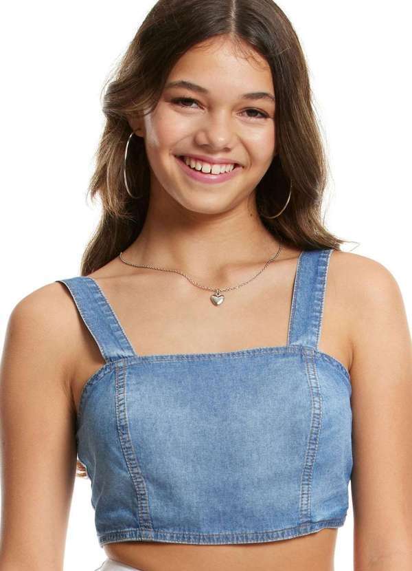 Poah Banana - Top Jeans Alças Infantil Poah Noah Jeans