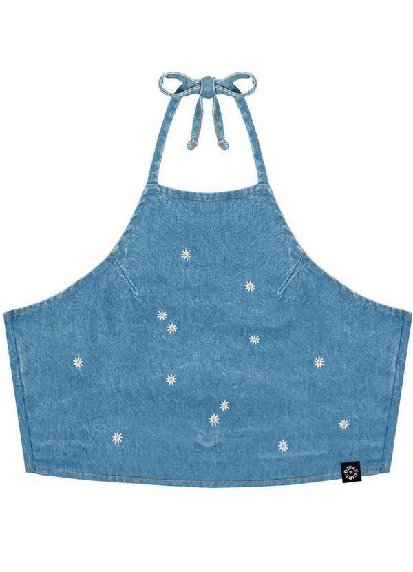 Dway - Top Jeans Margaridas Alças Infantil Dway Jeans