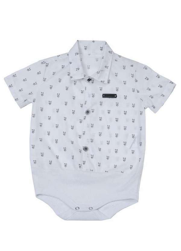 Ok e Pakita - Body Bebê Tricoline Estampado Ok & Pakita Branco