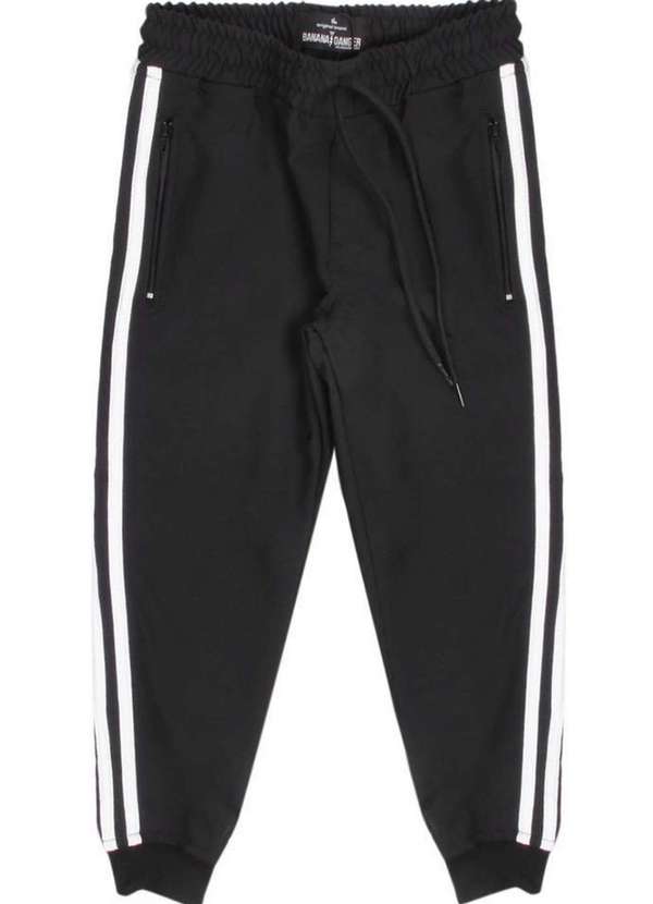 Banana Danger - Calça Infantil Faixa Branco Preto Banana Danger Preto
