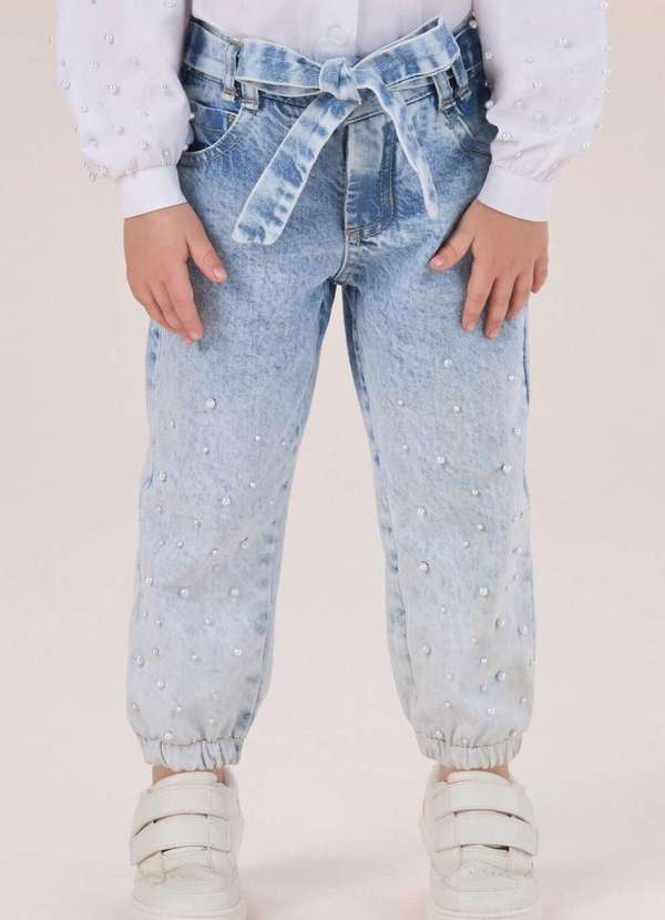 Petit Cherie - Calça Infantil Strass Jeans Petit Cherie Jeans