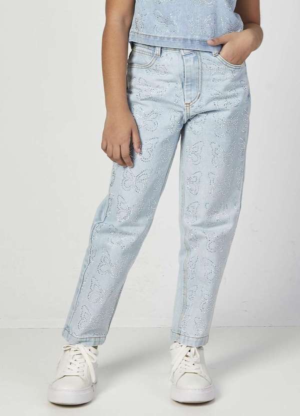 Luluzinha - Calça Jeans Luluzinha com Apliques Brilhantes Jeans