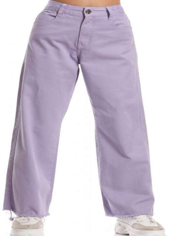 Poah Banana - Calça Jeans Sarja Lilás Poah Noah Lilás