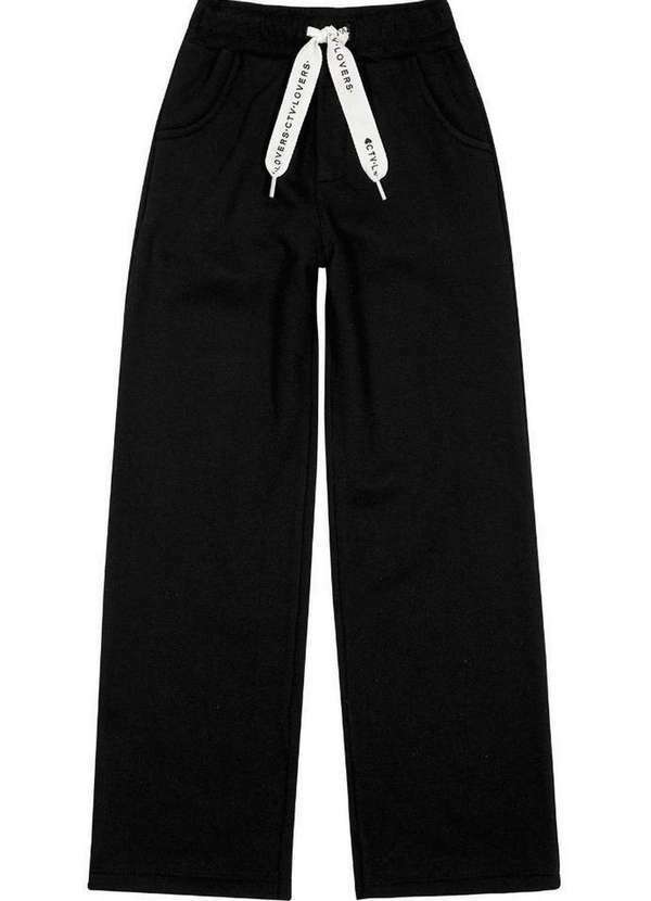Catavento - Calça Preta Laço Lovers Larga Infantil Catavento Preto