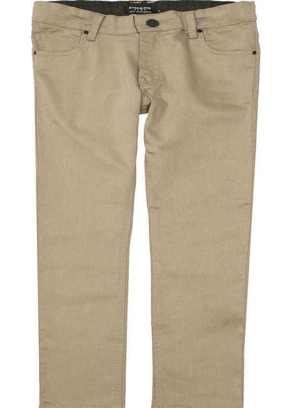 King&joe - Calça Sarja Five Pockets Tinto Bege