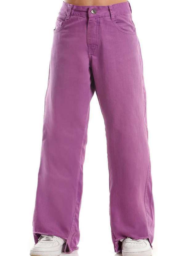 Poah Banana - Calça Sarja Wide Teens Menina Roxa Poah Noah. Roxo