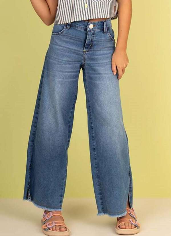 Ok e Pakita - Calça Wide Leg em Denim Pakita Jeans