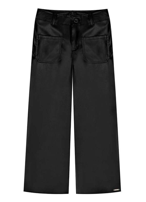 Catavento - Calça Wide Leg Sintético Preto Catavento Preto