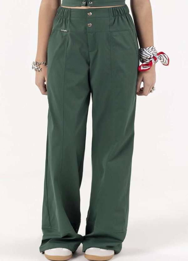 Bobbylulu - Calça Wide Leg Verde Bobbylulu Verde