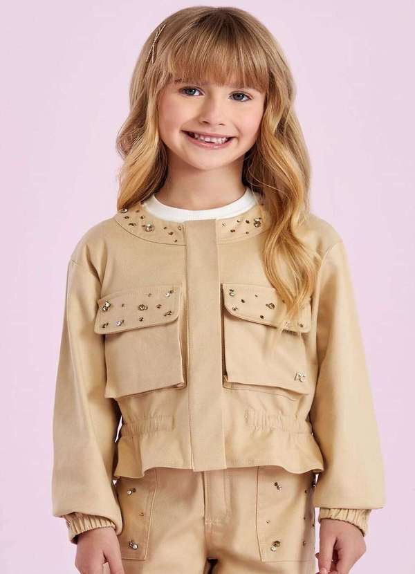 Petit Cherie - Jaqueta Infantil Petit Cherie Bege Menina Bege