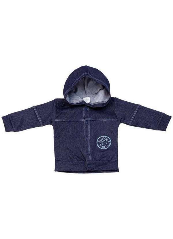 Bb2 - Casaco Sarja Azul Marinho Capuz Infantil Bebê 2 Jeans