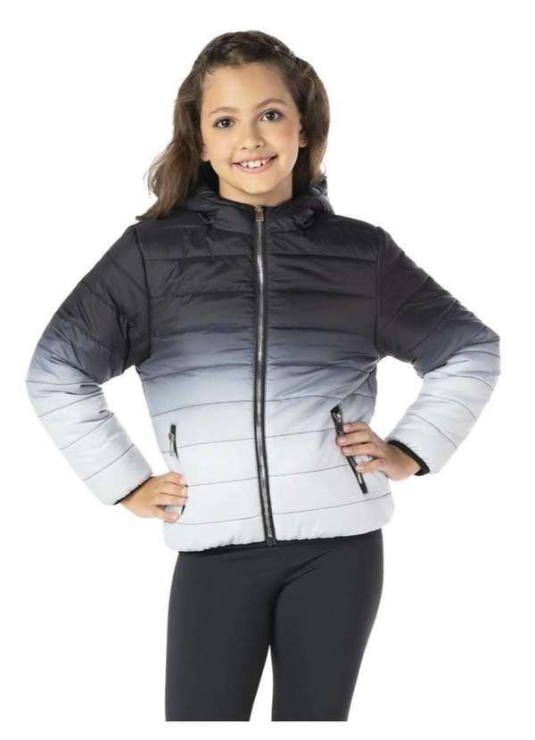 Vrasalon - Jaqueta Feminina Matelassê com Zíper e Capuz Dupla Face Preto