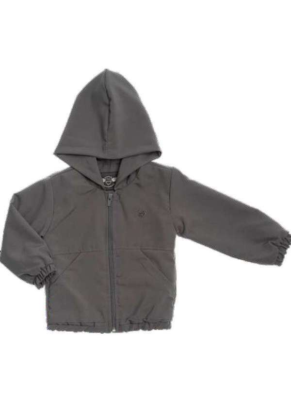 Anjos Baby - Jaqueta Preto Nylon Capuz Infantil Anjos Baby Cinza