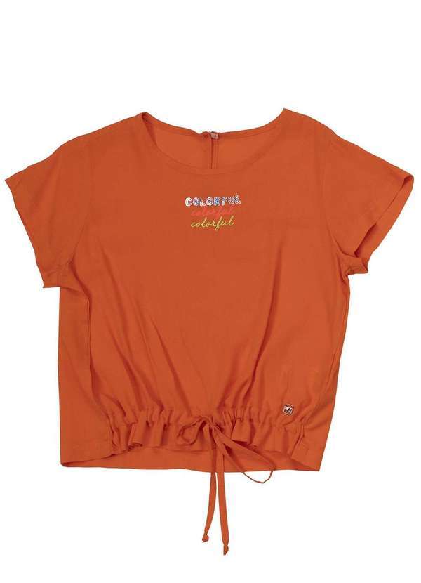 Ok e Pakita - Blusa Viscose Bordado Paetê Laranja Ok & Pakita Laranja