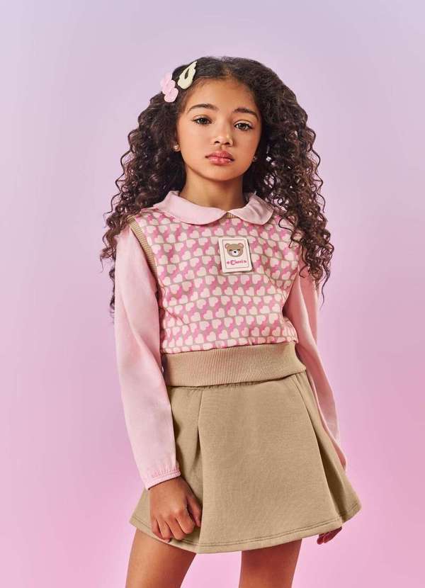 Cinti - Conjunto 3 Peças Menina Saia Infantil Cinti Estampado