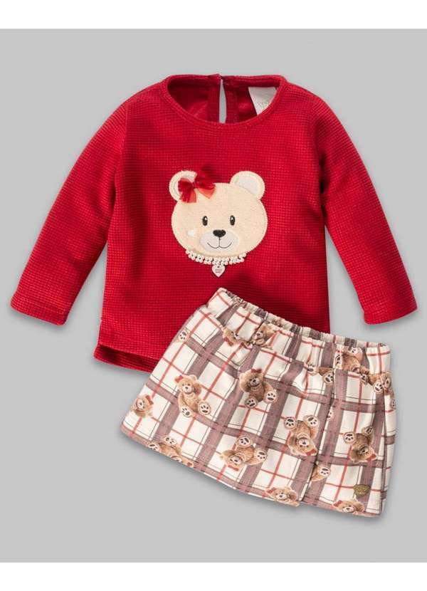 Anjos Baby - Conjunto Bebê Menina Estampado Anjos Baby Vermelho