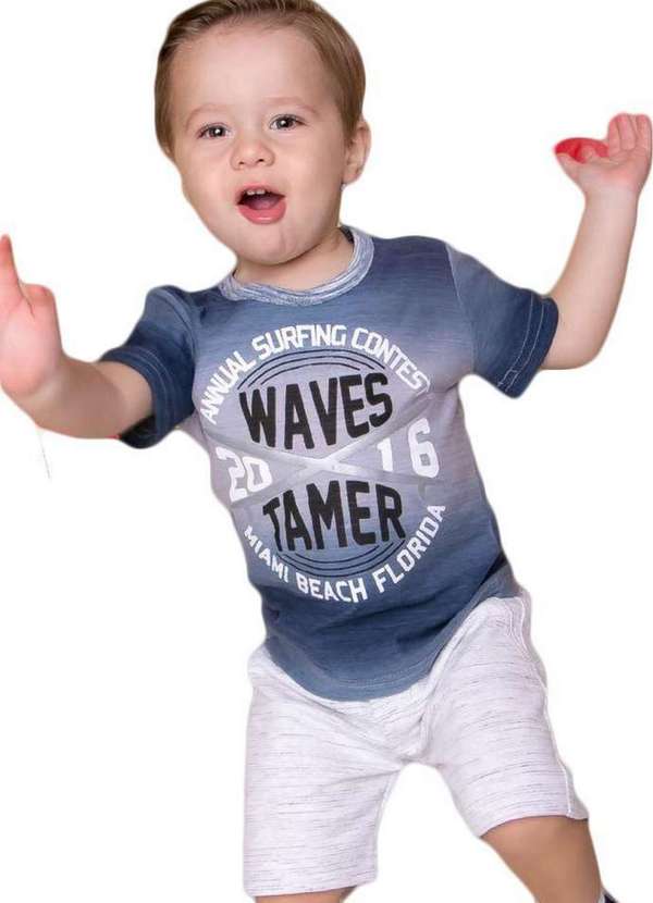 Passagem Secreta - Conjunto Bermuda Estampado Cinza Passagem Secreta Estampado