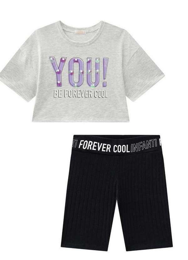 Infanti - Conjunto Blusa Boxy Biker Mescla Infanti Mescla