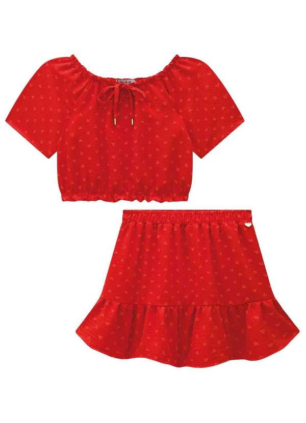 Kukiê - Conjunto Blusa Boxy e Saia Air Flow Kukiê Vermelho