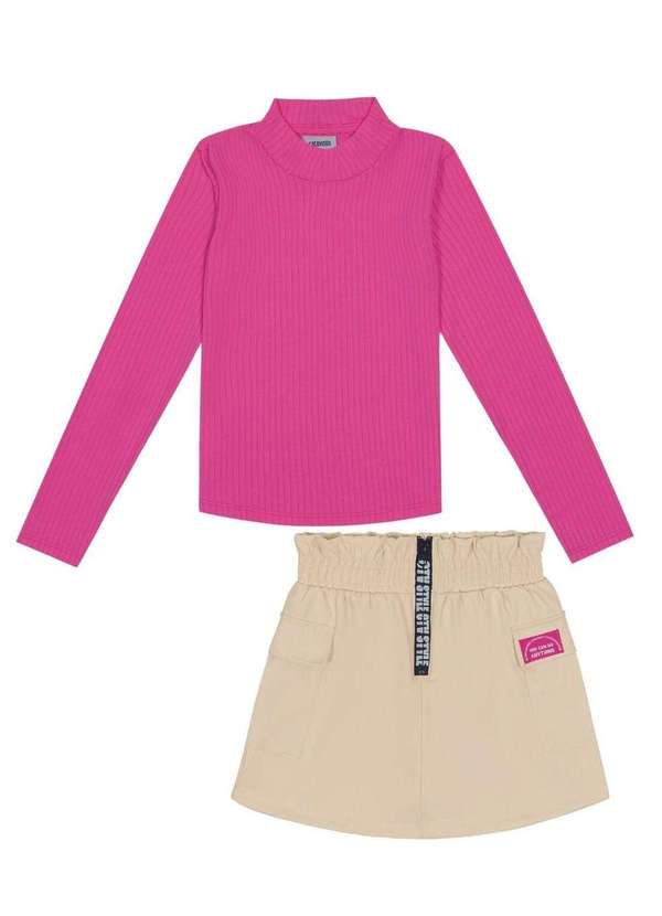 Catavento - Conjunto Blusa e Saia em Sarja Rosa e Bege Catavento Rosa 3