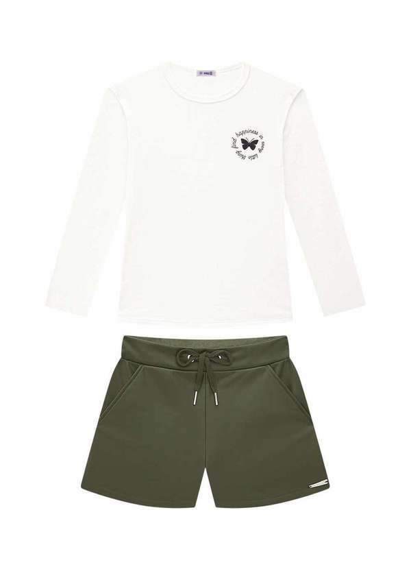 Nina Go - Conjunto Blusa em Ribana e Short em Corino Peluciado Nina Go Verde