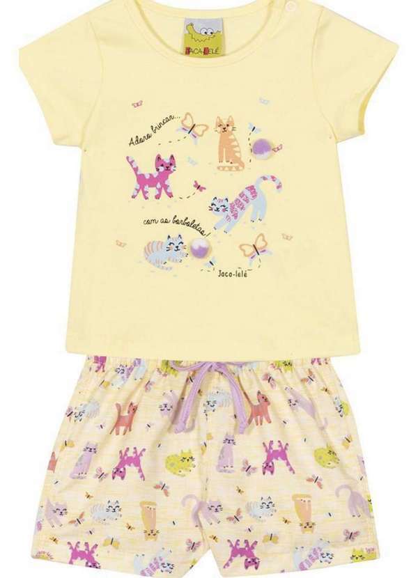 Nini&bambini - Conjunto Blusa Short Infantil Estampado Amarelo Nini & Bambini Amarelo