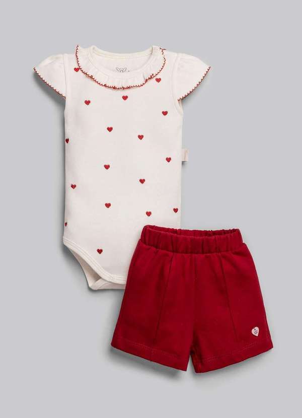 Anjos Baby - Conjunto Body Corações Menina Estampado Anjos Baby Estampado