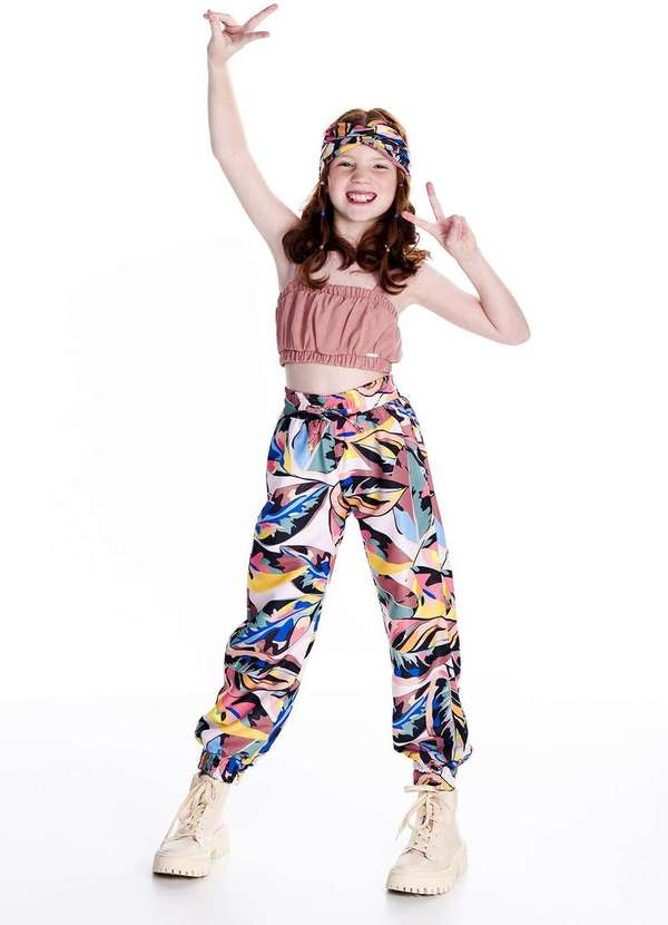 Mylu - Conjunto Calça Estampada Cropped Infantil Mylu Estampado