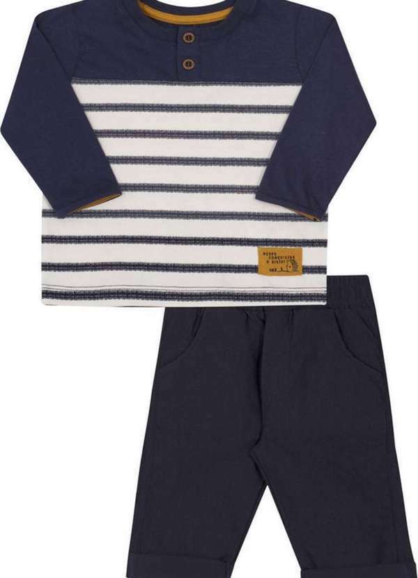 Nini&bambini - Conjunto Calça Infantil Azul Listrado Nini&Bambini Azul