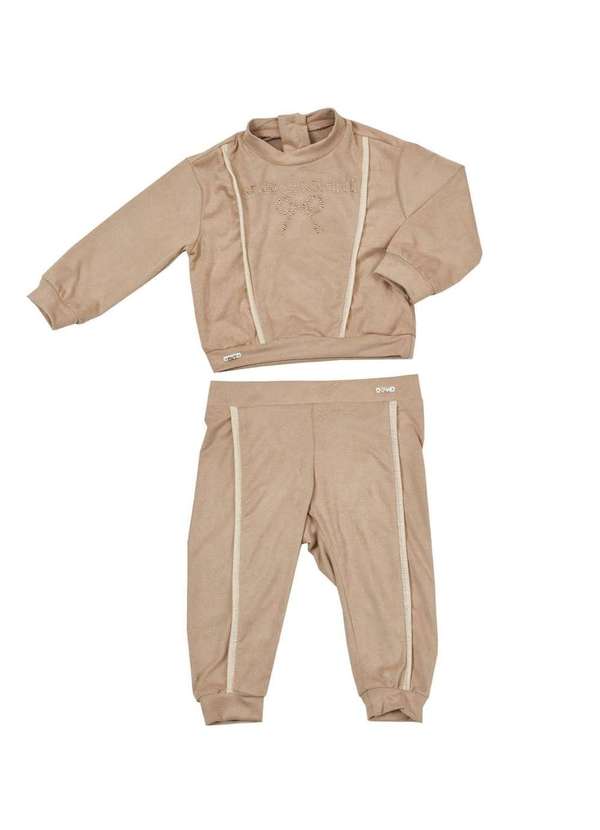 Ok e Pakita - Conjunto Calça Infantil Manga Longa Nude Ok Pakita Nude