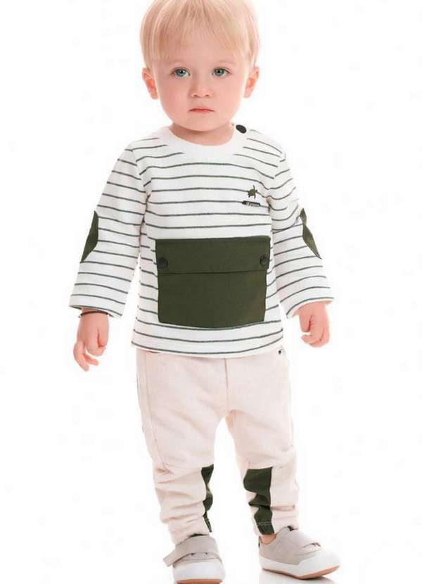 Ok e Pakita - Conjunto Calça Infantil Manga Longa Off White Ok Pakita Off White 1