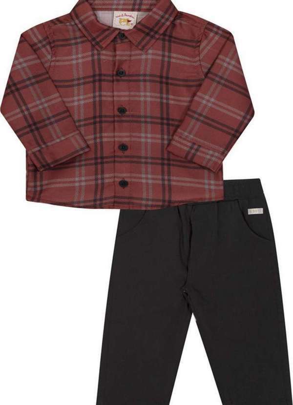 Nini&bambini - Conjunto Calça Infantil Xadrez Vermelho Nini&Bambini Vermelho