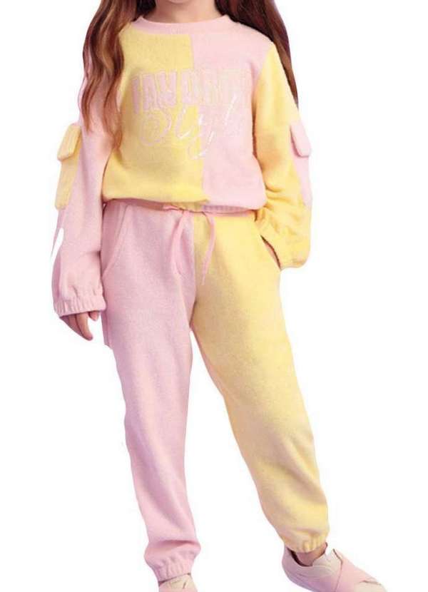 Petit Cherie - Conjunto Calça Moletom Infantil Rosa Petit Cherie Rosa