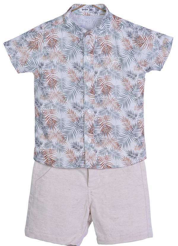 Linna Valentina e Dnm - Conjunto Camisa Bermuda Estampada Azul Linna Valentina Estampado